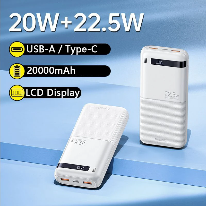 Remax 22.5W Power Bank 20000mAh Portable Fast Charging Powerbank Type-C PD20W Qucik Charge Poverbank External Battery Charger