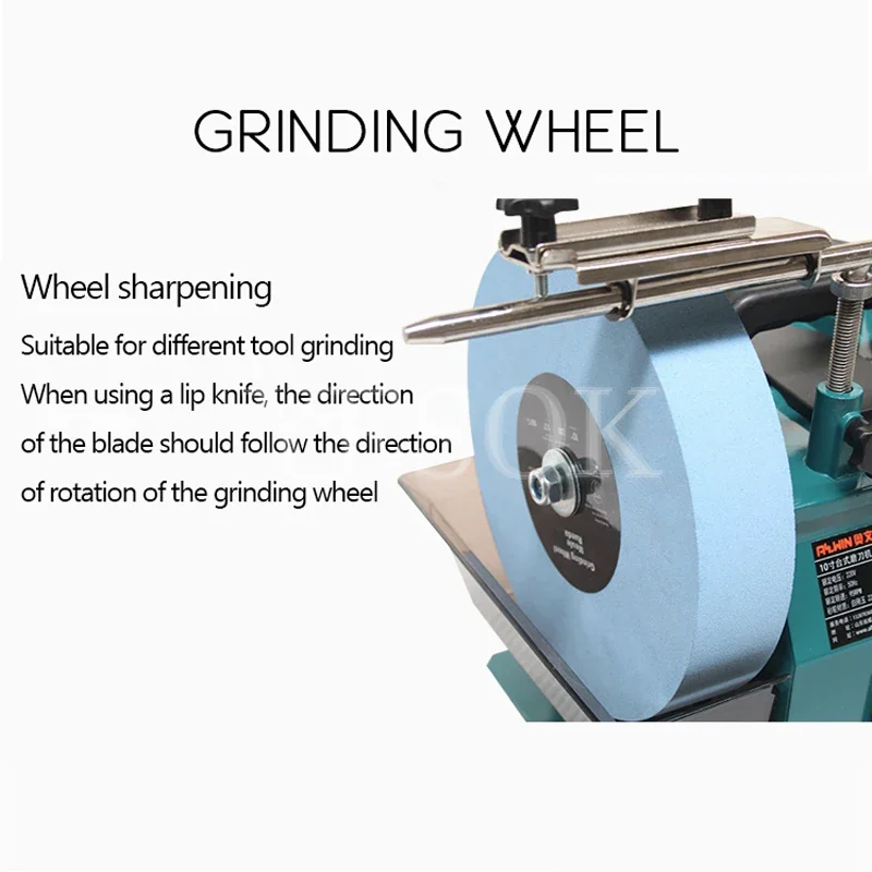 220 Mesh 10 Inch Water Cooled Knife Sharpener Low Speed Grinder 220V Electric Scissor Polishing Machine 95 RPM for Kitchen Tools