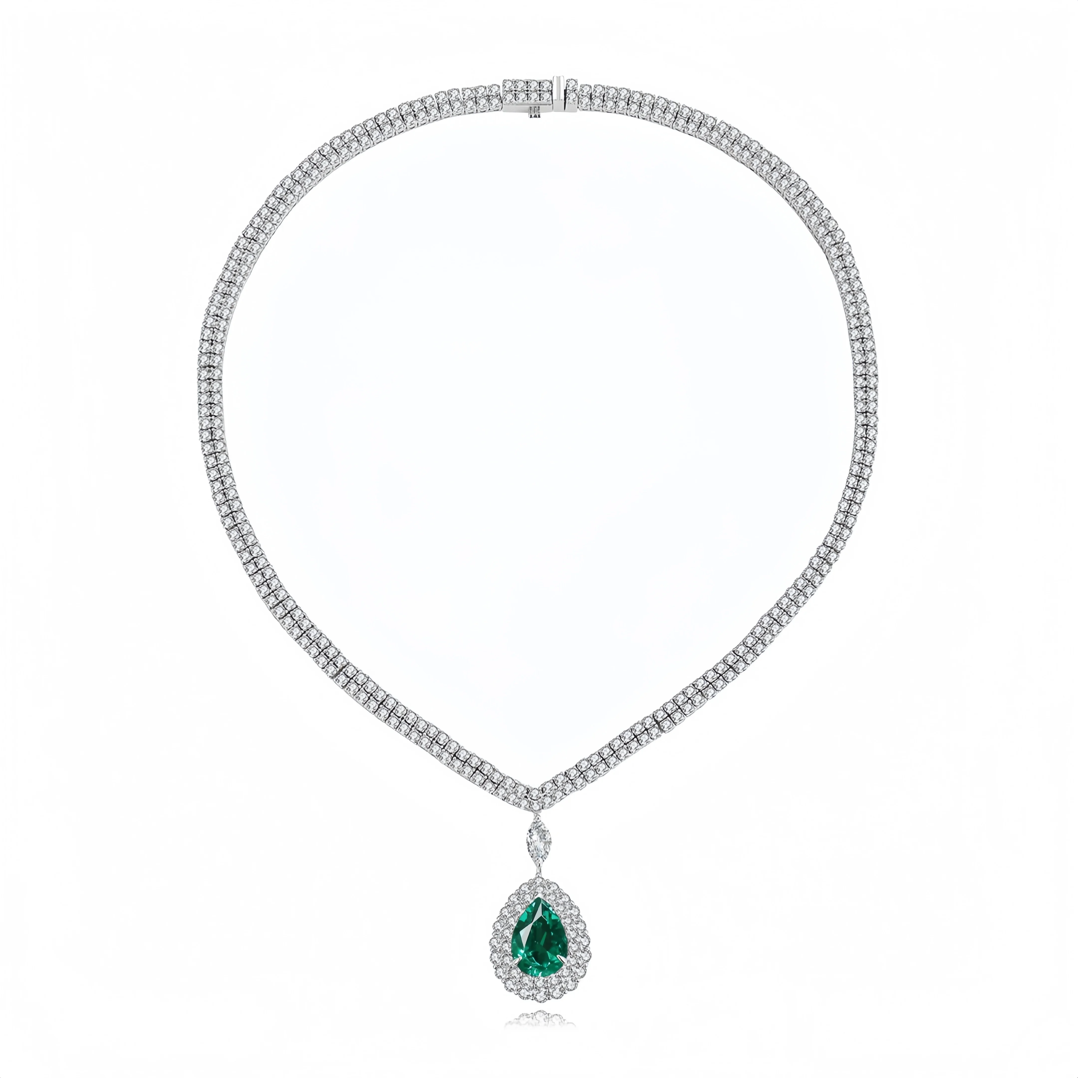 MUSHAN Bespoke Luxury Jewelry 925 Sterling Silver Necklaces Lab Grown Gemstones Ruby Emerald Sapphire Necklace Pendant For Women