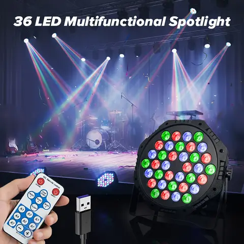 4pcs LED Stage DJ Strobe Light Stage Par Light 36 Lamp Beads 7-Color RGB Party Light Remote Control for Event Birthday Wedding