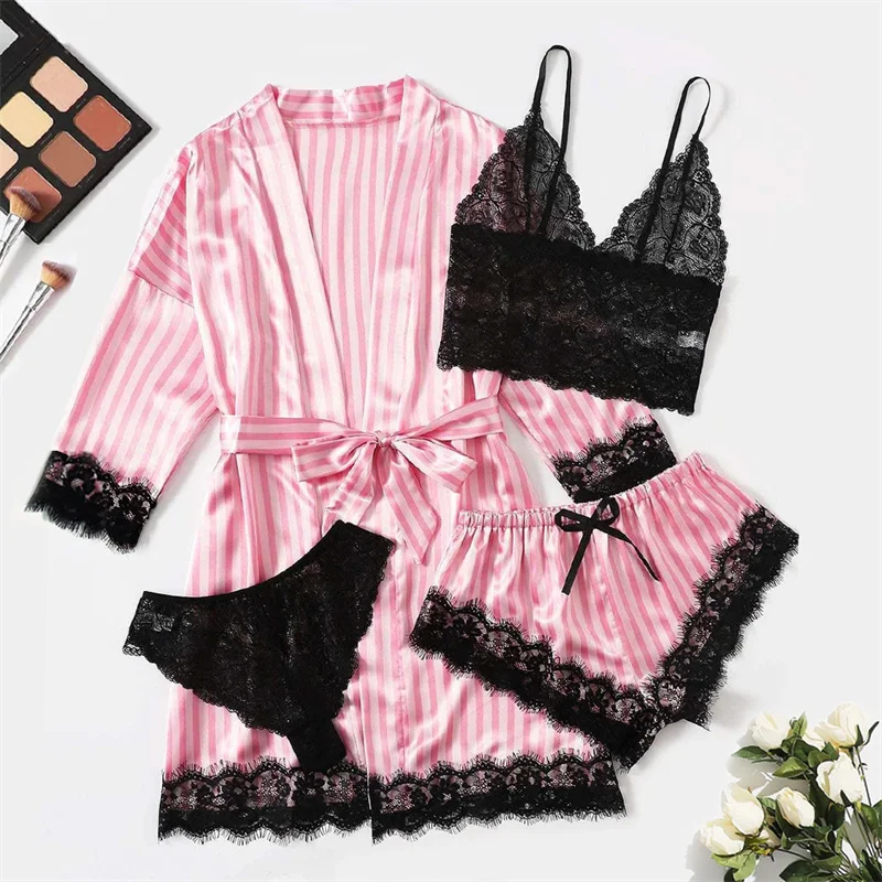 Women\'s Sleep Lounge New Pajama Sets Sexy Lace Satin Suspender Set For Sleeping Pajamas,Skin Friendly And Comfortable Loungewear