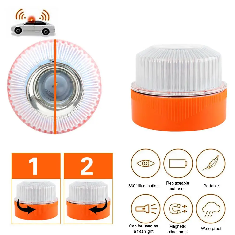 أضواء منارة V16 للشاحنات LED ملحقات السيارات المغناطيسية ذات الوضع المزدوج مع بطارية ضوء إحترافي ساطع لخدمة سحب المقطورة