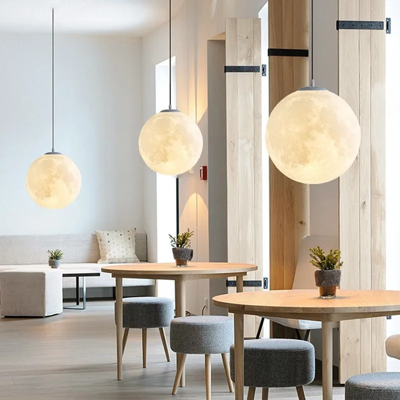 Nordic 3D Printed Lunar Chandelier Modern Minimalist Children's Room Dining Room Bedroom Balcony Personalized Planet Chandelier