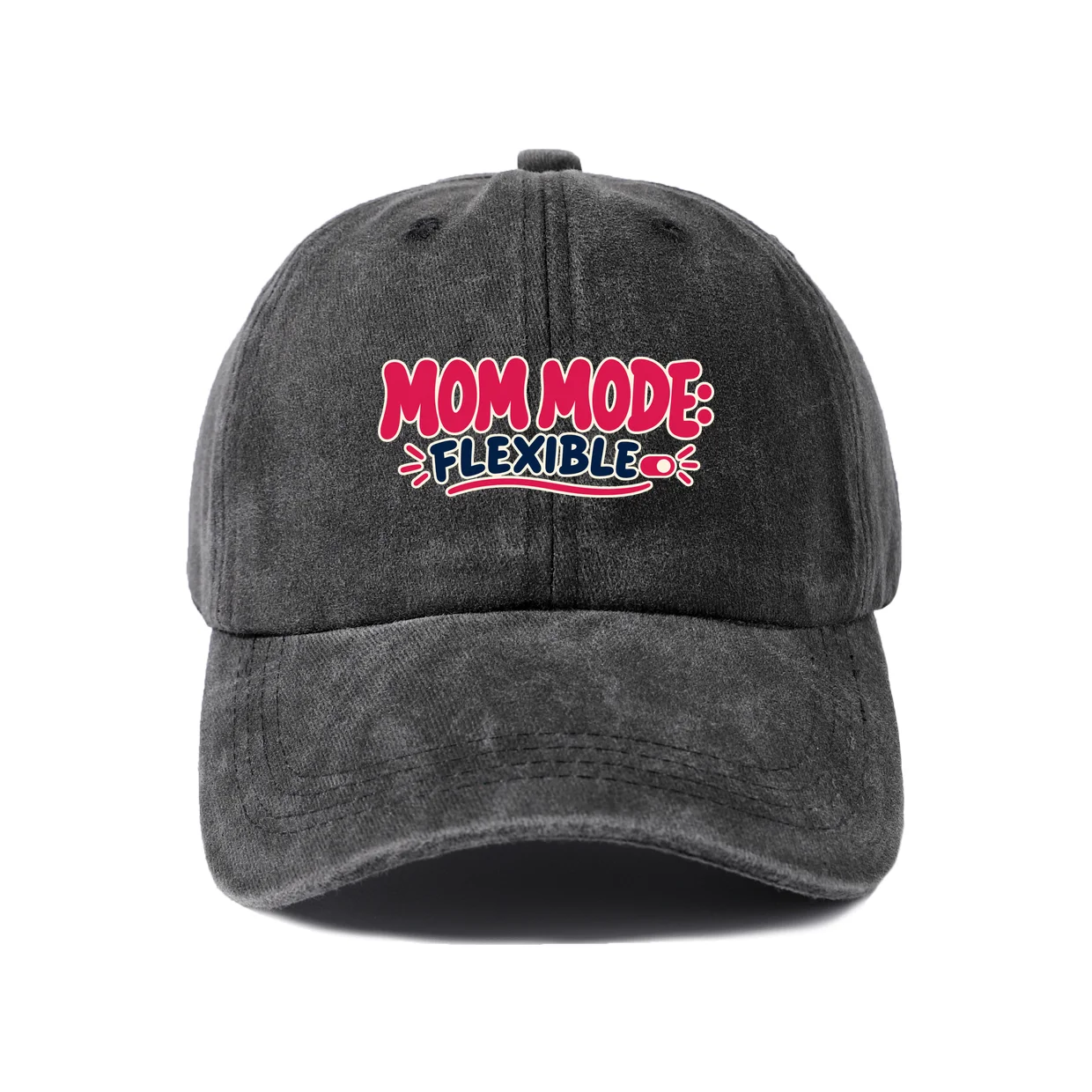 Mom Mode Flexible Graphic Vintage Washed Baseball Cap, Adjustable Unisex Dad Hat, Casual Gift
