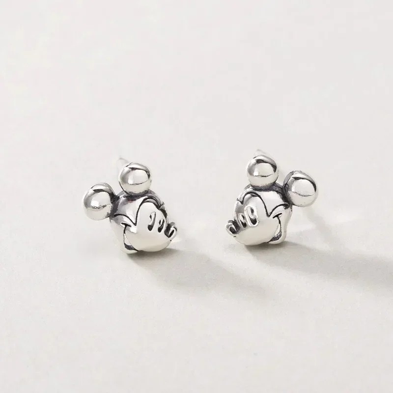 Disney Mickey Mouse Minnie Anime Earrings Kawaii Minnie Silver Needle Ear Studs Carton Jewelry Woman Accessories Stud Girl Gifts