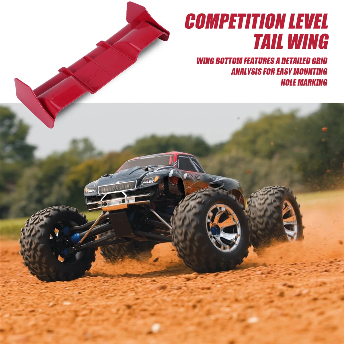 BAAA-1:8 عربات التي تجرها الدواب RC سيارات RC البلاستيك النايلون الذيل الجناح ل 1/8 مقياس نيترو الكهربائية بالطاقة على الطرق الوعرة عربات التي تجرها الدواب عن بعد، أحمر