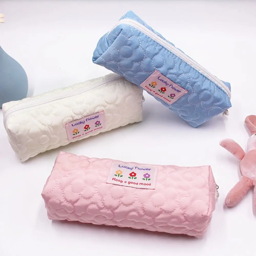 New Polyester Fibre Pillow Bag Flower Multi-Function Floral Pencil Case Stationery Box Gift