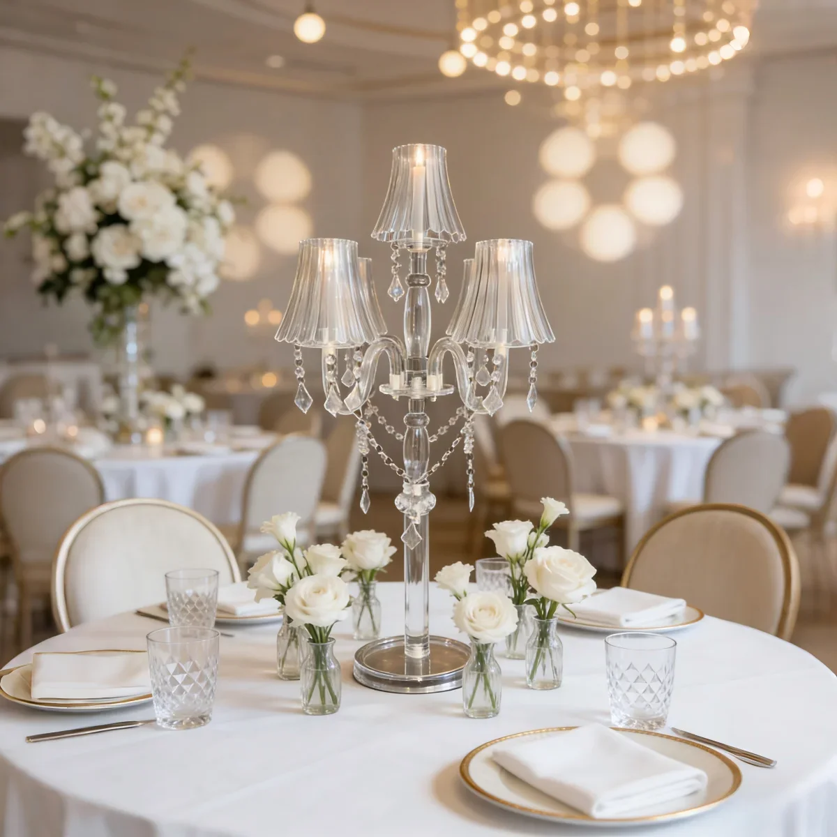 Französischer Acryl-Kerzenhalter Luxuriöses Hochzeitstisch-Centerpiece Europäische Elegante Wohndekoration Luxuriöser Tisch-Akzent – Detail 7