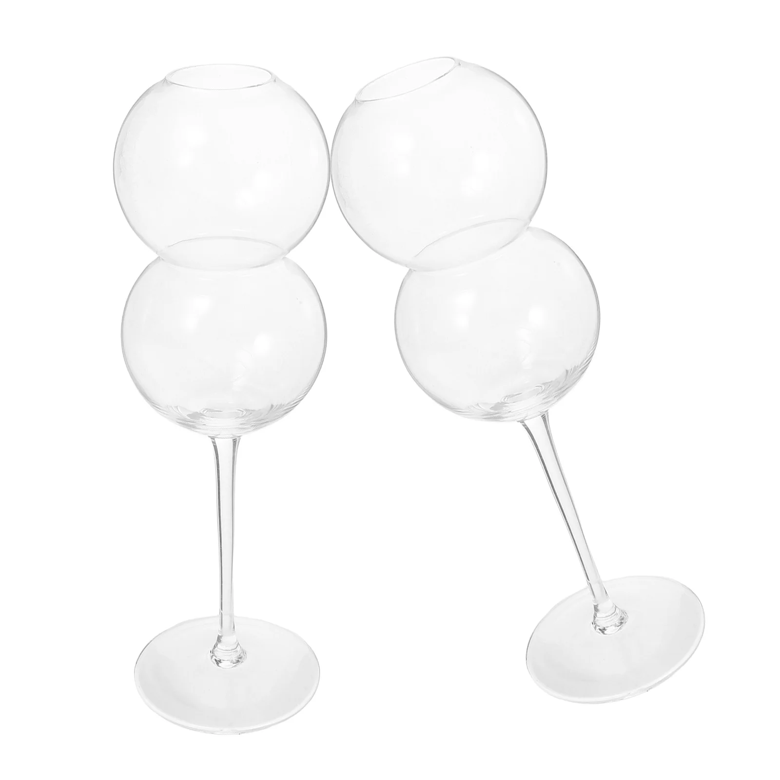 

2Pcs Modern High Foot Crystal Wine Glasses Elegant Clear Goblets Cocktail Cups Party Drinkware Reusable Decorative Tableware