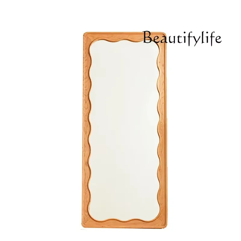 R Nordic Retro Full-length Mirror Household Wall Bedroom Vertical Cherry Solid Wood Floor-to-ceiling Full-body Fitting Mirror