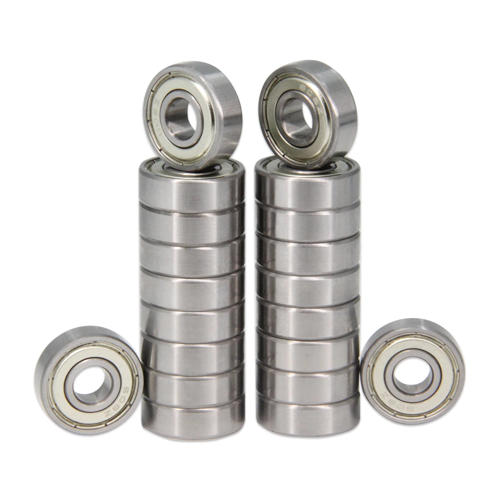 

Befenybay 20Pcs 608ZZ Double Metal Seal Skateboard Bearings, Double Shielded, 8x22x7 Miniature Deep Groove Ball Bearings
