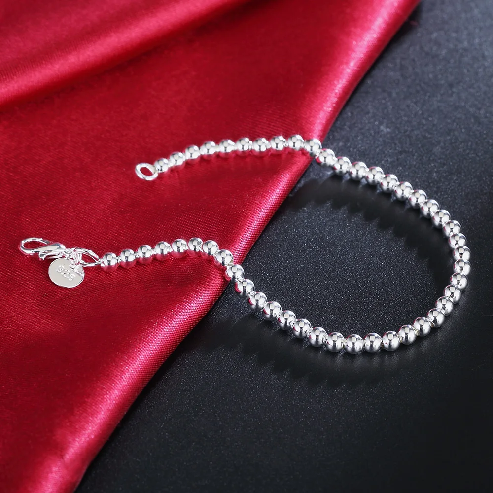 

Hot Pretty Holiday gift 925 Sterling silver charms 4MM beads Bracelets for woman Popular brands jewelry fashion Wedding party