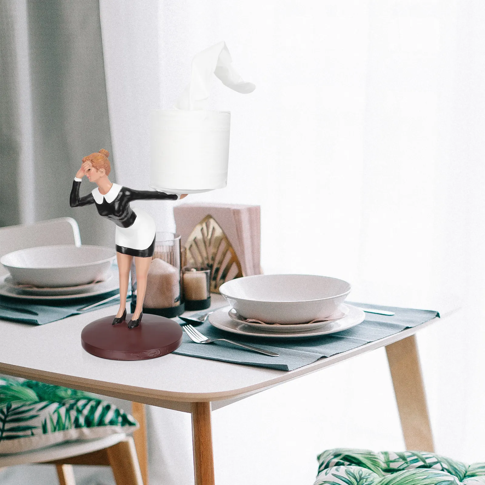 

Resin Roll Paper Holder Vertical Tissue Rack For Kitchen Bathroom Decorative Desktop Tissue Stand Household Paper Towel