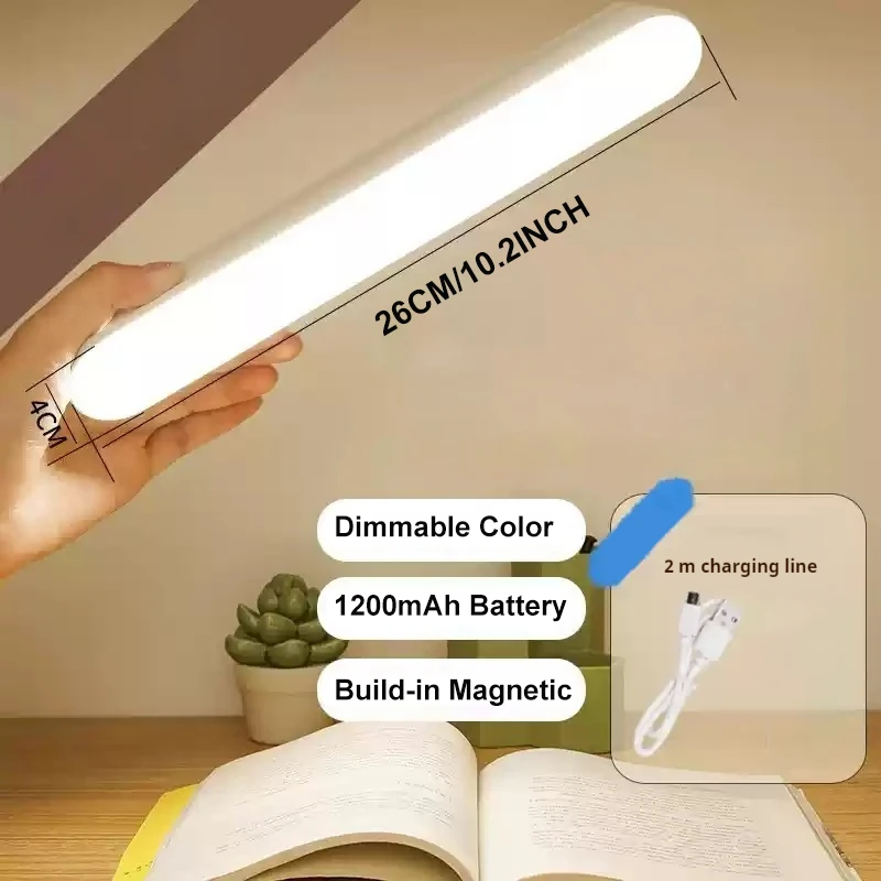 Lampada da parete USB ricaricabile LED Night Light Magnetic Dimming guardaroba light Computer Study Office Reading Stand Light per camera da letto
