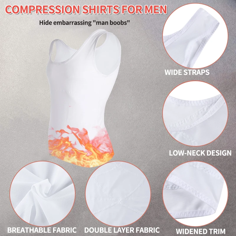 Men's Body shaper Compression Shirt to Hide Gynecomastia Moobs Chest Body Slimming Undershirt Shapewear Men Vest Tank Top