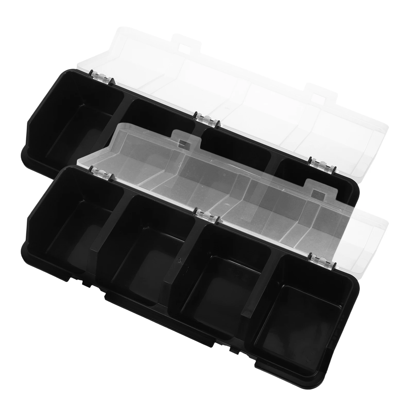 2pcs Screw Box Multi Compartments Slanted Cover Transparent Hardware Storage Box Storage Tool Hardware Organizer