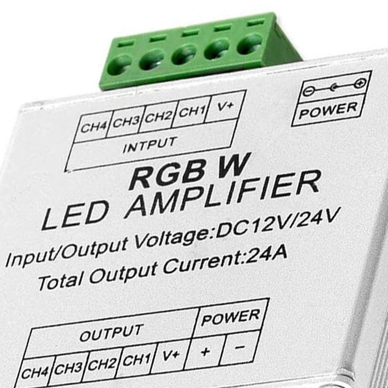 

RGB/RGBW 5050 LED Strip Amplifier Controller Work With 4Pin/5Pin DC12V/DC24V 5050SMD LED Strip-AU47