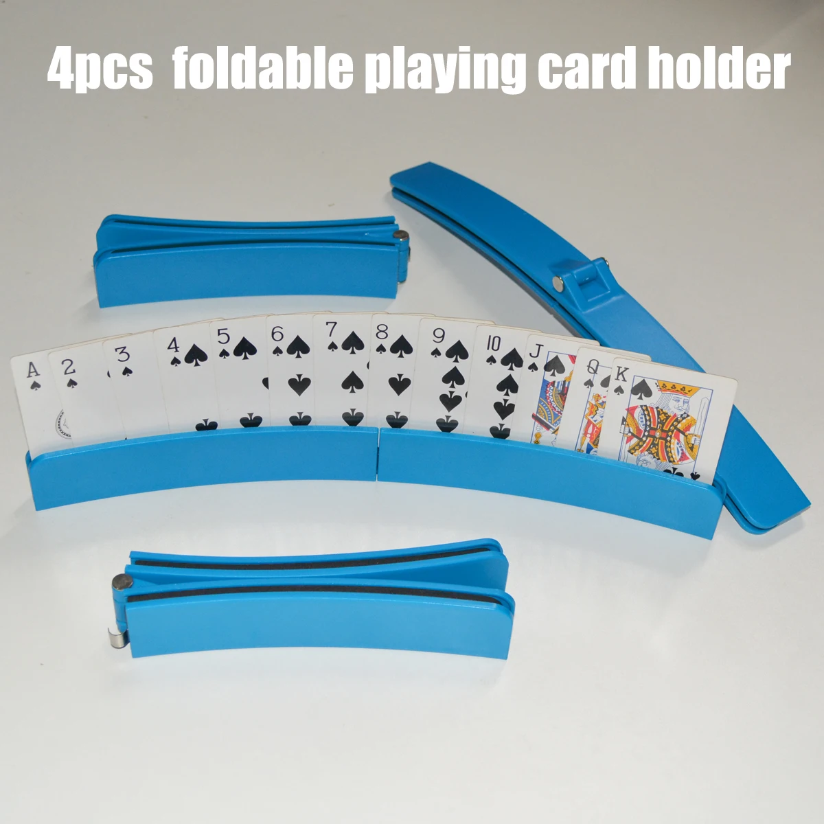 

Держатели для игральных карт (набор из 4 шт.), Держатели для игральных карт для женщин и мужчин Изогнутый складной пластиковый держатель для карт без помощи рук