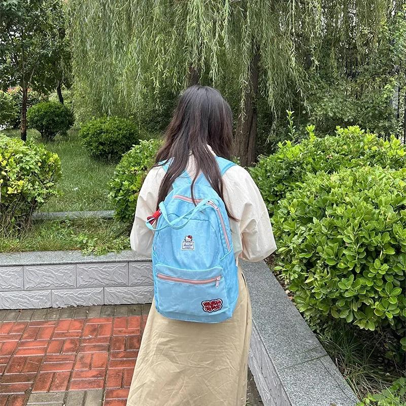 Mochila escolar de Hello Kitty para niña, morral de color a juego de estilo universitario, Sanrio para estudiantes de secundaria