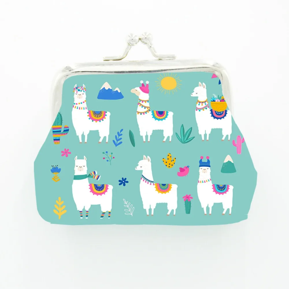 

Practical Artificial PU Cartoon Alpaca Printed Coin Purses Printing Smooth Mini Money Bag Girl Hasp Zero Wallet Women