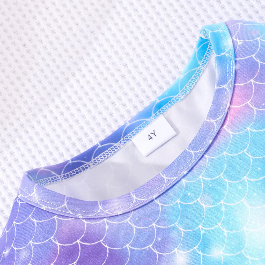 Sukienka dla dzieci Dziewczynka Ubrania z krótkim rękawem 3 4 5 6 7Y Letnia moda Casual Cute Mermaid Beaches Party Fioletowe sukienki z siateczki dla dziewczynek — zdjęcie 5