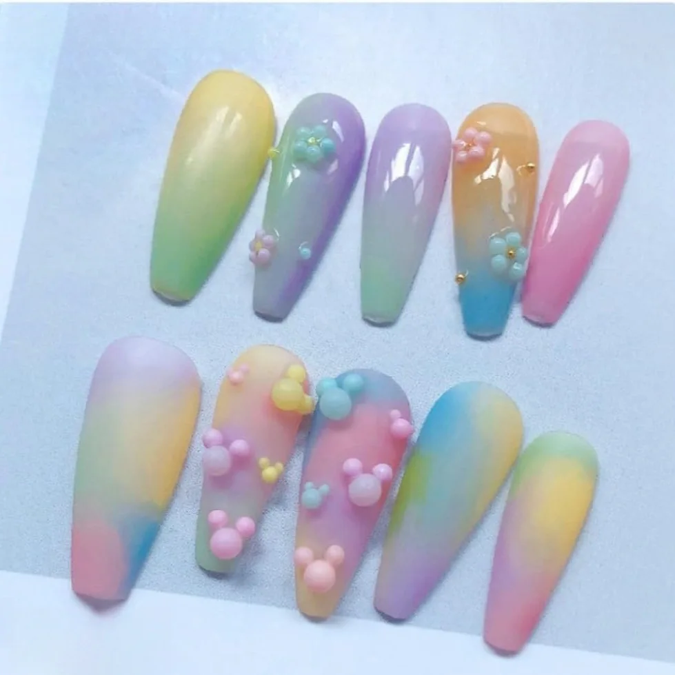 1KG/Pack Dopamine Color Steel Bead Nail Charms - 3D Macaron Nail Art, Cute Pastel Nail Decor for Playful Manicures
