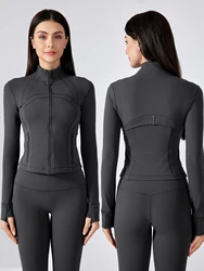 Veste courte de yoga pour femmes, coupe couvertes et amincissante, tenue de fitness trempée, cardigan de sport de course en plein air, F/W, nouveau, 2024