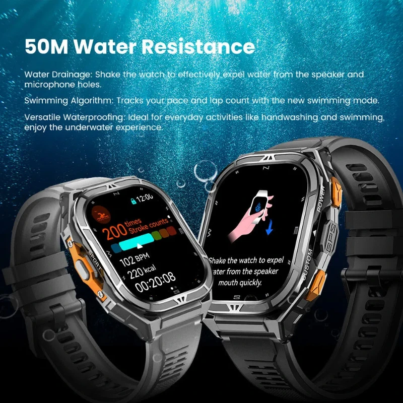 

GPS Sports Watch Smartwatch for Men 1.96" AMOLED Display 5ATM Waterproof Metal Military with Sleep/Heart Rate for Android iOS
