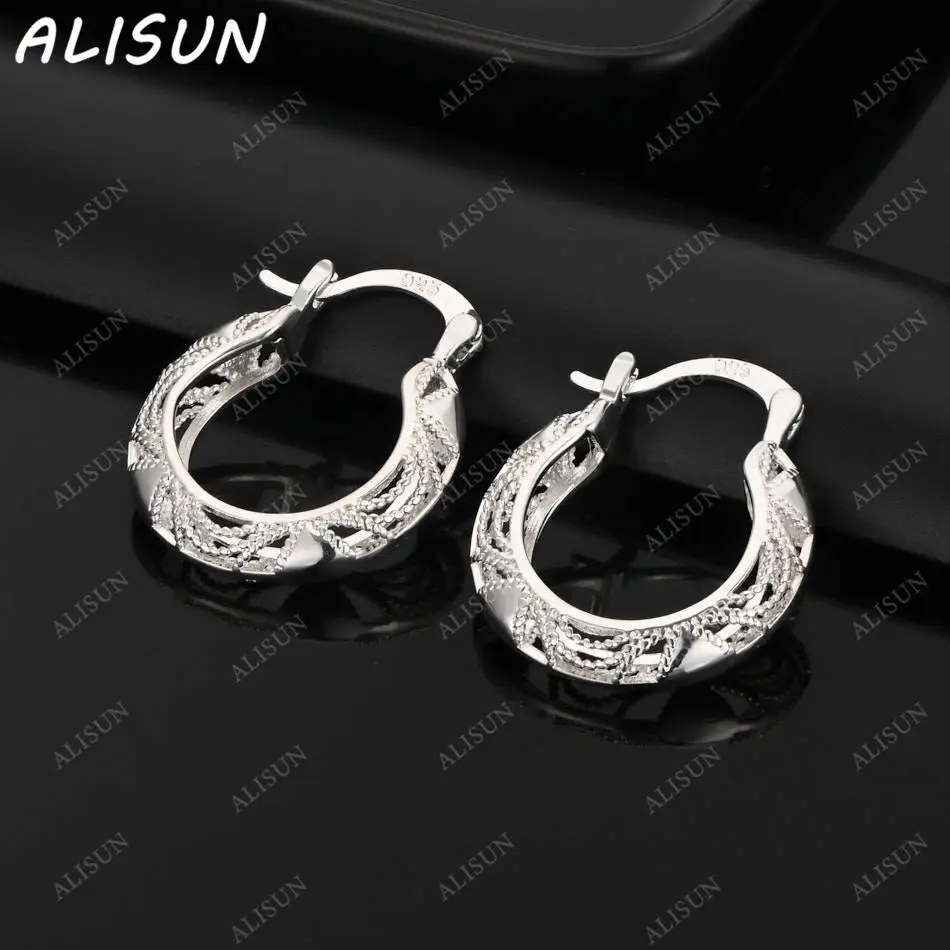 

ALISUN 925 Sterling Silver 30mm Hollow Hoop Earrings Sutd Earrings For Women Charm Trend Birthday Gifts Fashion Party