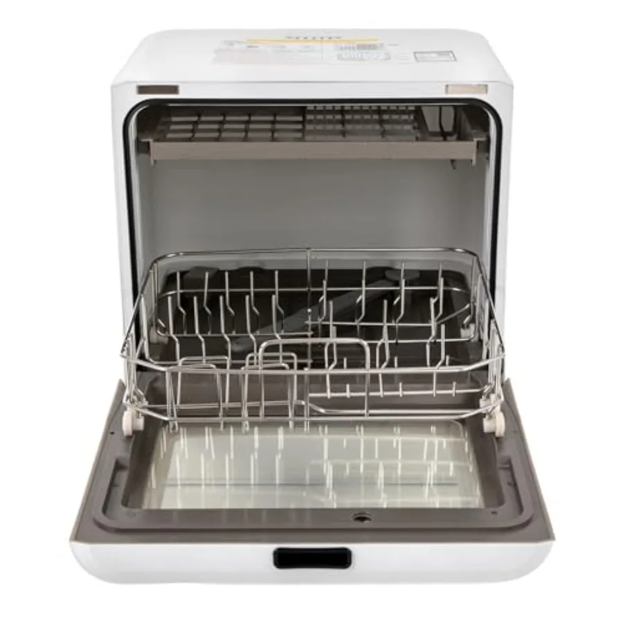 Portable Countertop Dishwasher 785W with 5 Programs 360 Dual Spray for Home Kitchen Apartments RVs Stainless Steel Finish Silve