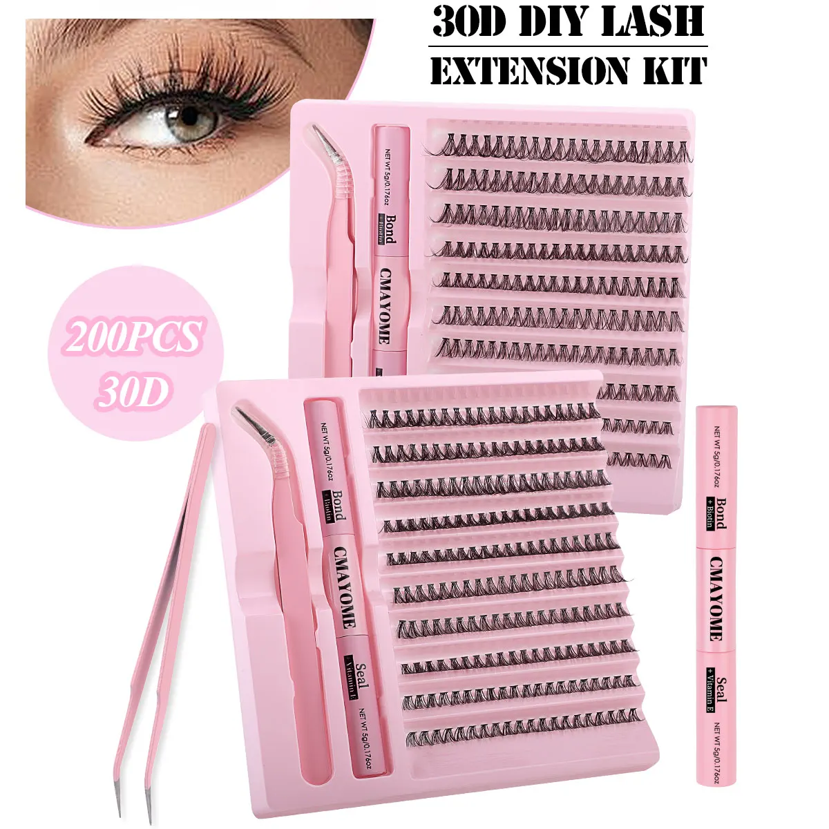 

New 30D Individual Lashes Kit Natural Long DIY Cluster Eyelashes with Lash Bond and Seal Extension Kit Makeup Tools Faux Cils