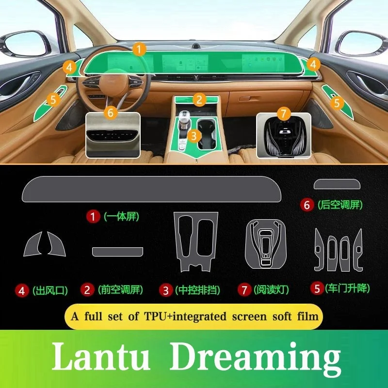 Car GPS Door Center Console Media Dashboard Navigation TPU Anti-scratch Protector Film For Lantu Dreaming