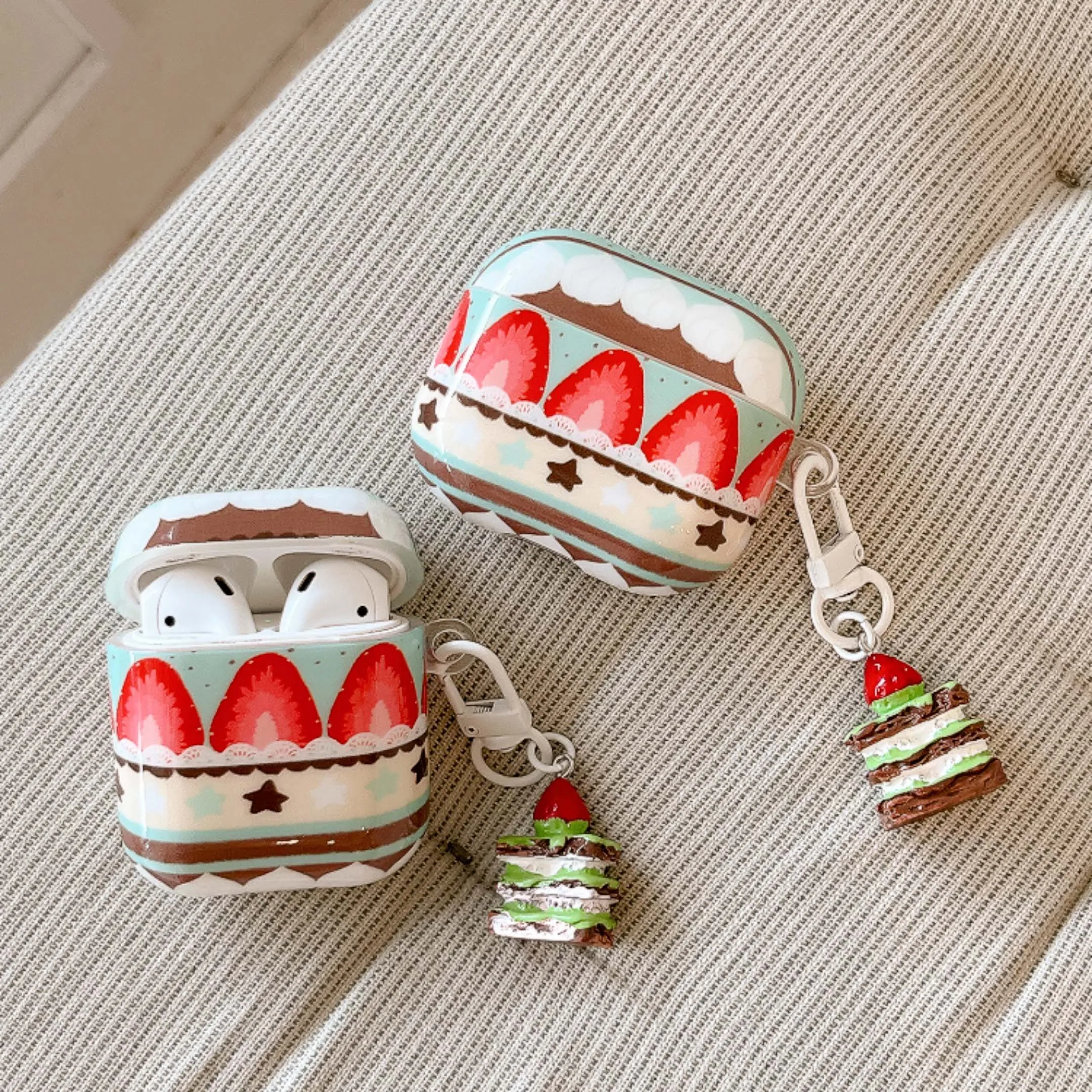 Cute chocolate strawberry sweet cake imd earphone case cartoon for apple airpods 4 3 2 1 pro 2nd wireless bluetooth charging box - view 6