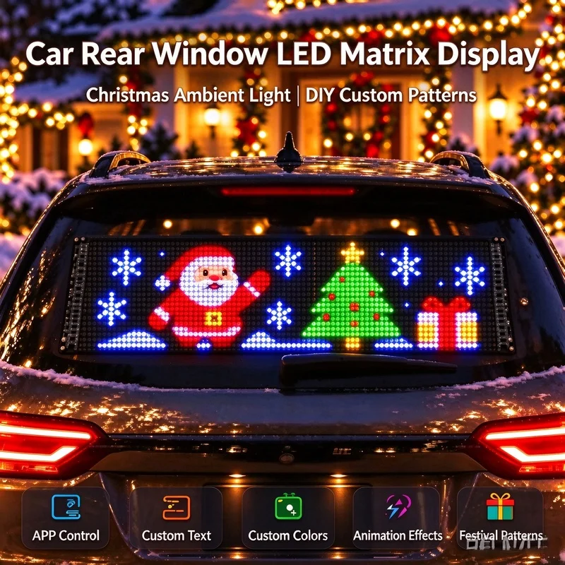 LED  Navidad Car Rear Window Sign, APP Control  natal Light, Custom Pattern Display