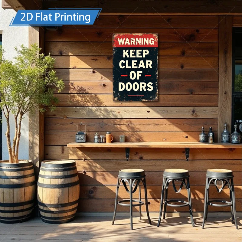 [2D FLAT] علامة معدنية مكونة من قطعة واحدة، علامة تحذير ريفية مقاس 8 × 12 بوصة تحافظ على شفافة من الأبواب فنًا معدنيًا