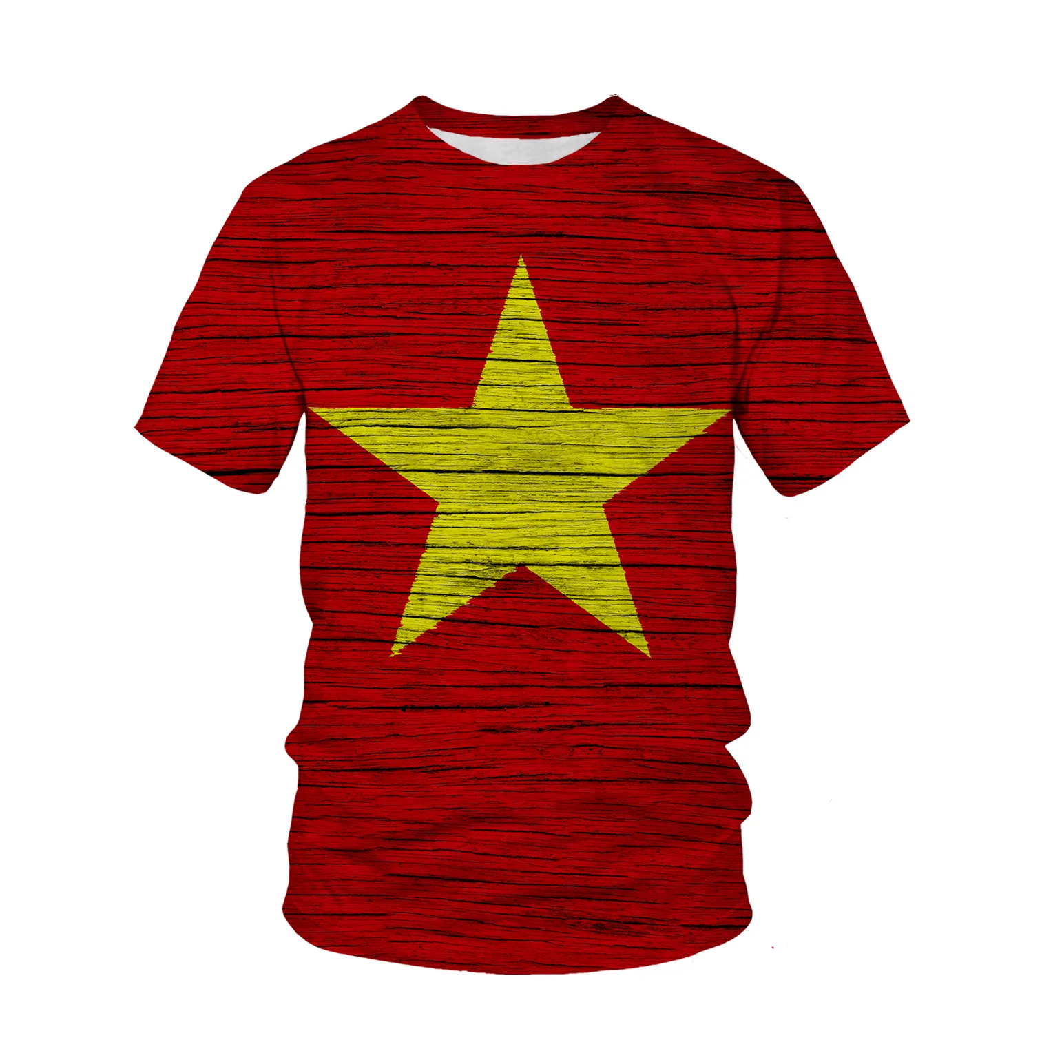 Vietnam Flag Pattern 3d Printed T-shirt Men's Fashion Street Casual Sports Tee Shirt Male O-neck Tops