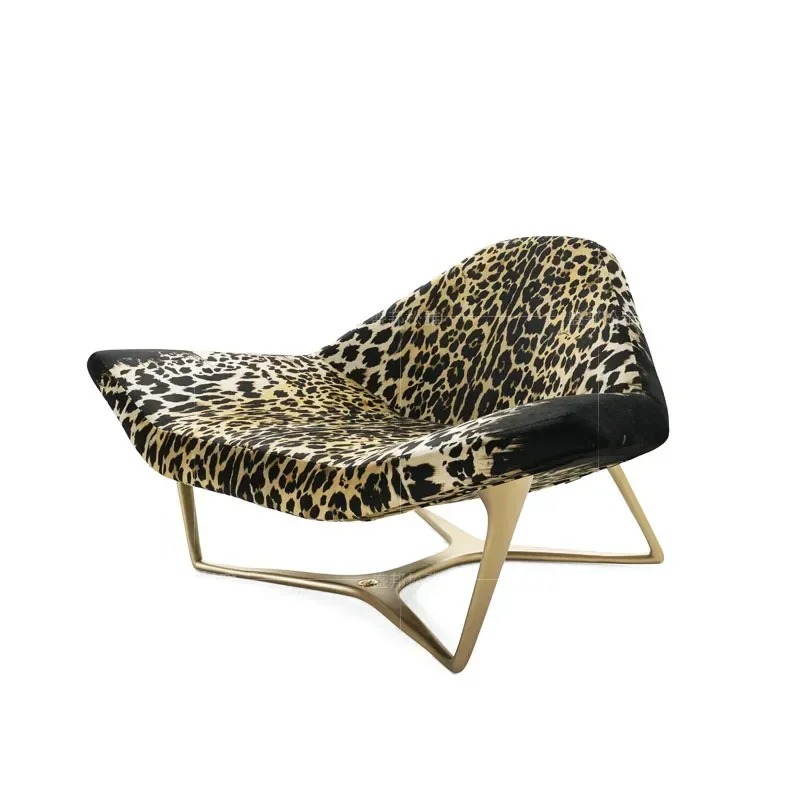 Light luxury fabric sofa chair, modern design high-end lazy leisure leopard print recliner