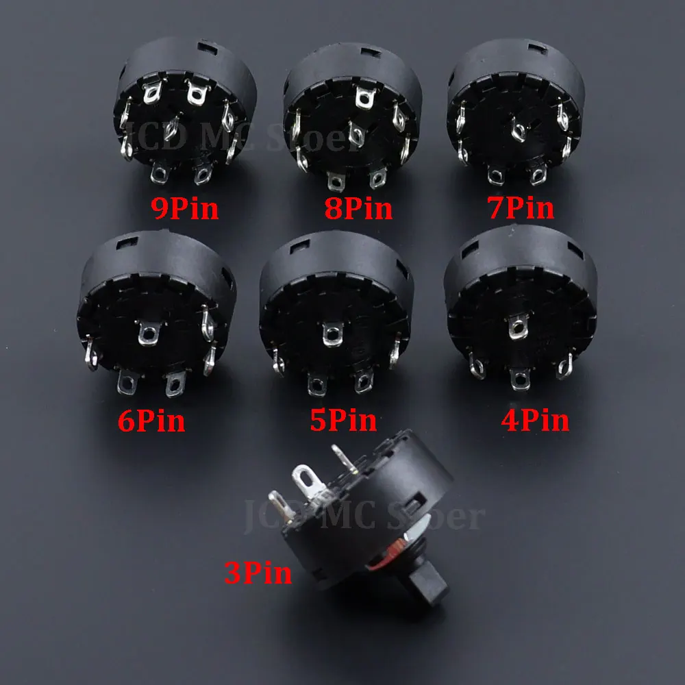 1-5PCS Knob Power Switch 3/4/6/7/8/9 Pin 2/3/5/6/7/8 Position Rotary Switch For Electric Oven Teapot Juicer Blender Power Switch