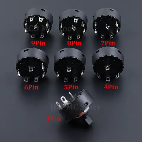 1-5PCS Knob Power Switch 3/4/6/7/8/9 Pin 2/3/5/6/7/8 Position Rotary Switch For Electric Oven Teapot Juicer Blender Power Switch