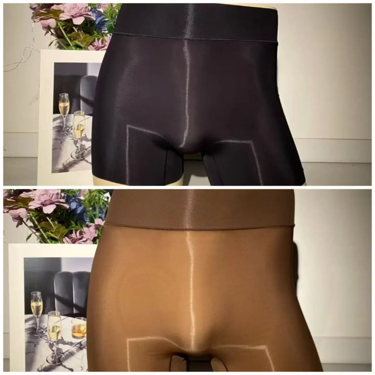 Unisex Glossy Sexy Ice Silk Underwears Boxer Shorts Panties See Through Plus Size Lingeries Bottoms