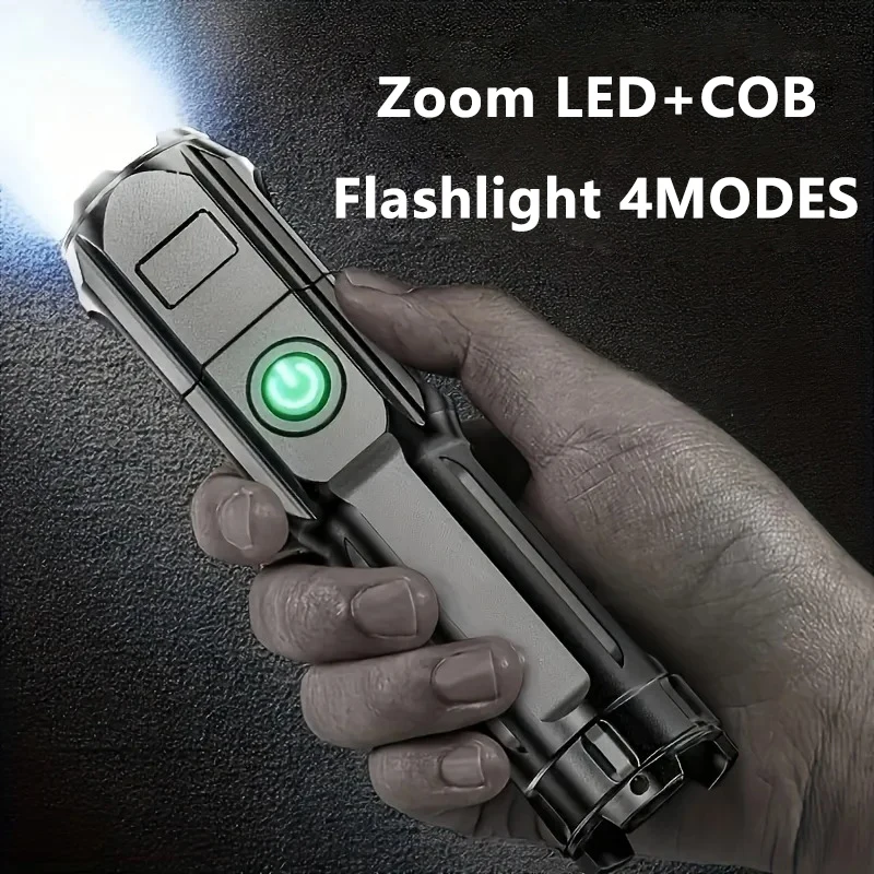 LED Lighting Mode Strong Flashlights Telescopic Zoom Tactical Torch USB 18650 Portable Spotlight Long-Range Camping Flashlight
