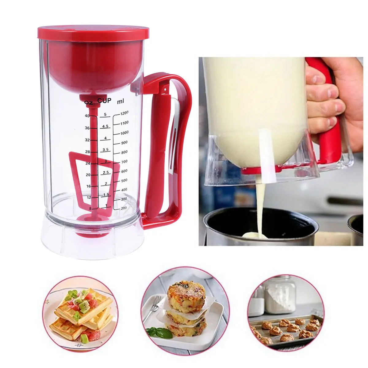 

Electric Pancake Machine Batter Dispenser Operated Ergonomic Handle Perfect for Waffles Cupcakes Muffins Baking Tool