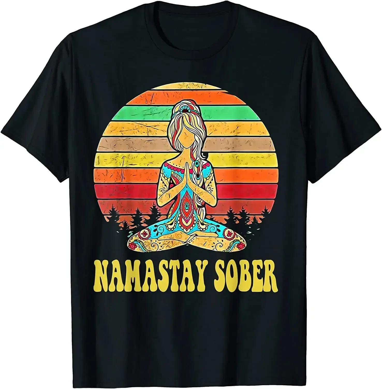 Namastay Sober NA AA 12 Step O-Neck Cotton T Shirt Men Casual Short Sleeve Tees Tops Harajuku Streetwear