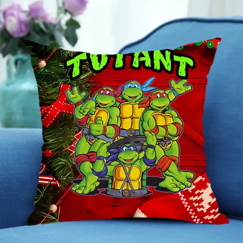 Christmas Teenage Mutant Ninja Turtles Cartoon Pillowcase Festive Decorations Pillowslip Living Room Bedroom Pillow Car Cushion