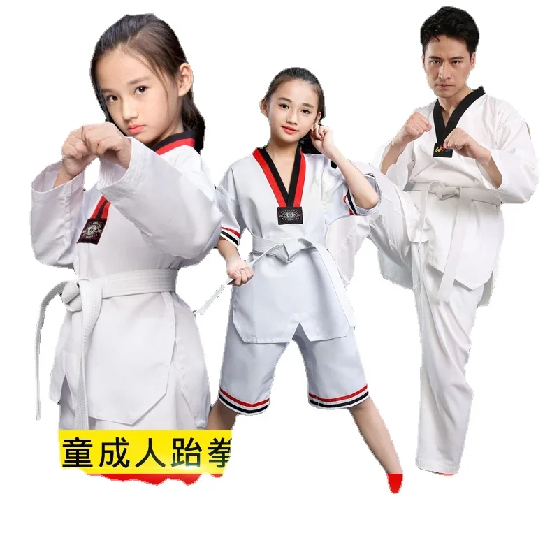 Spring and Summer Karate Clothing Training Clothes New Taekwondo Clothing Children Adult Pure Cotton Long Sleeve Short Sleeve