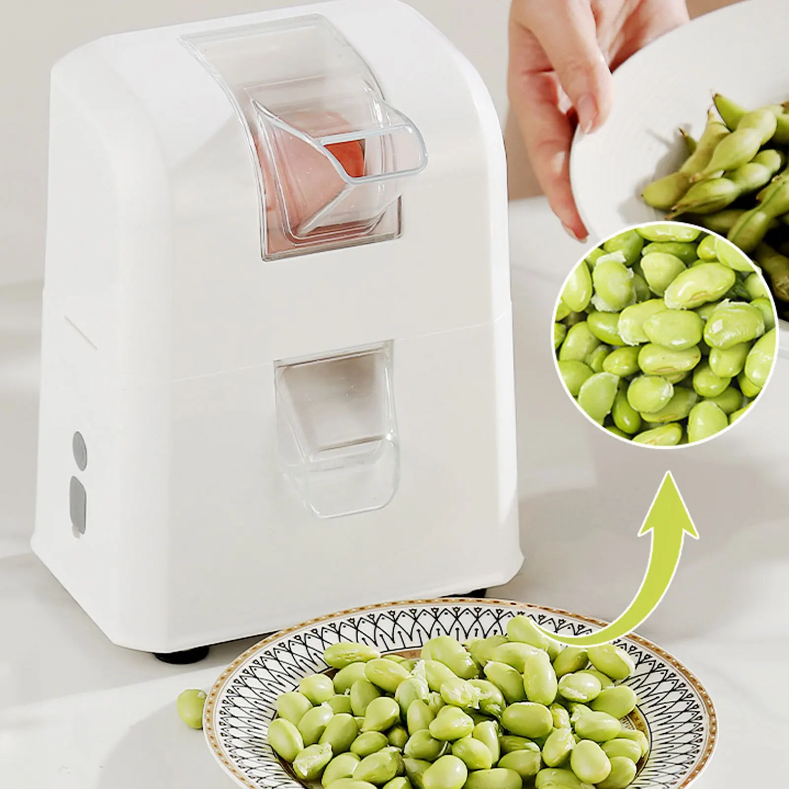 

Automatic Bean Pea Sheller Labor Saving Efficient Low Noise ABS Bean Pea Peeler Compact 1800mah for Kitchen