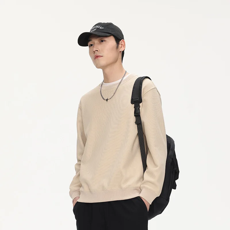 

Мужская однотонная базовая футболка с круглым вырезом, весенняя повседневная одежда