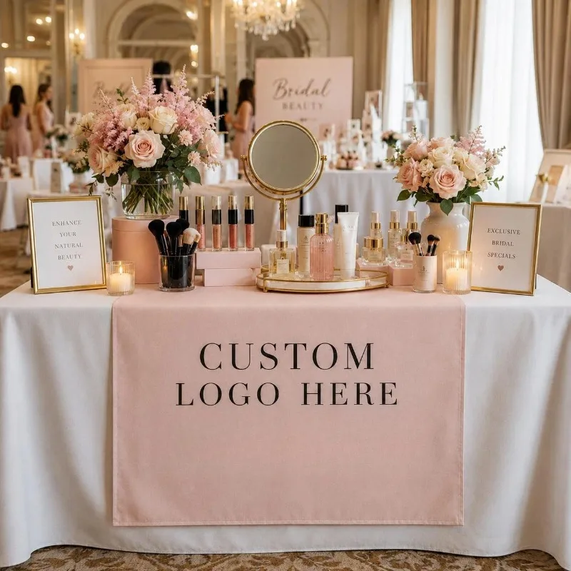 Custom 1pc Table Runner with Logo, Polyester Tablecloths Vendor Booth Banner Custom, Craft Fair Farmers Market Trade Show