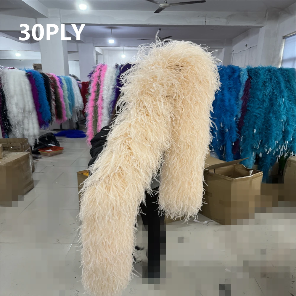 

30Ply Luxury Ostrich feathers boa Trims 2 Meters Real Ostrich Feather Boa Scarf for Costume Clothing Sewing Decoration boa