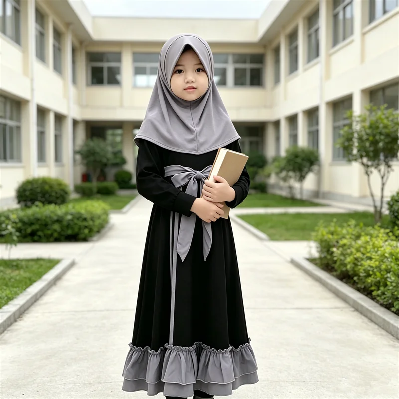 Vestido de Oração para Meninas Muçulmanas, Abayas, Khimar, Roupas Islâmicas para Crianças, Robe Árabe para o Ramadan, Conjunto de Abaya, Hijab, Burqa 